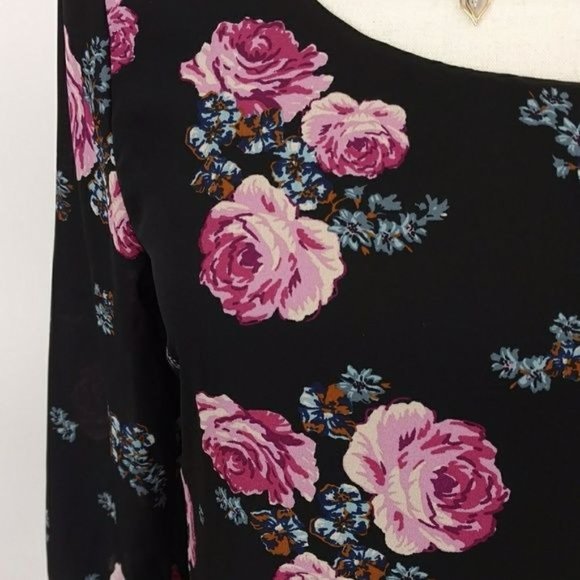 NWT Speechless Womens Black Floral Scoop Neck Mini Dress Size S - Picture 6 of 12